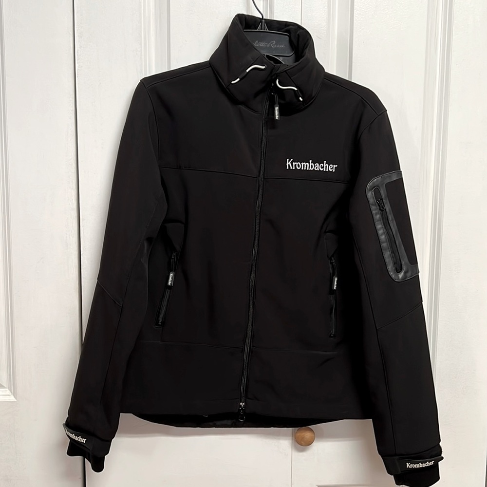 Krombacher Black Logo Zip Front High Neck Jacket Size M